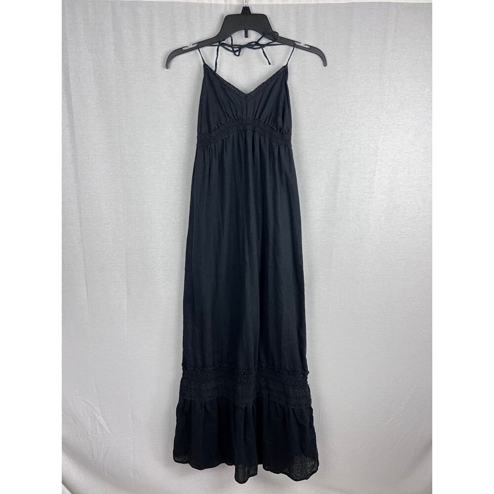 Y2K Old Navy Dress Babydoll Halter Maxi Crochet Boho Beachy Euro Summer Vacation